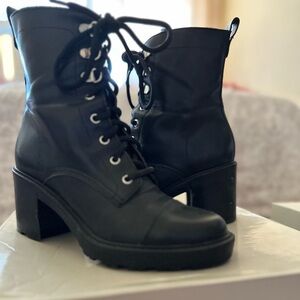Black leather boots